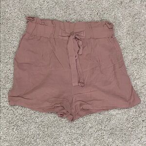 High Waist Dusty Rose Paperbag Shorts
